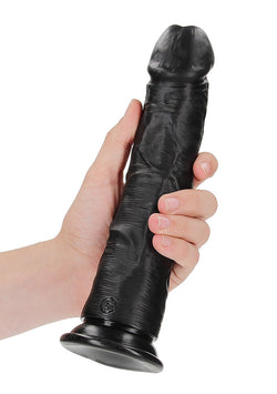 Realrock - Curved Realistic Dildo Suction Black - 9"