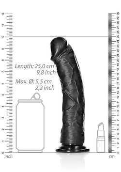 Realrock - Curved Realistic Dildo Suction Black - 9"