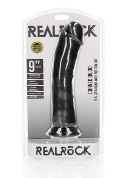 Realrock - Curved Realistic Dildo Suction Black - 9"