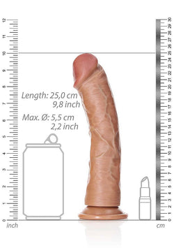 Realrock - Curved Realistic Dildo Suction Cup Tan 9"