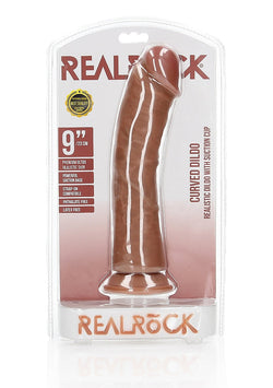 Realrock - Curved Realistic Dildo Suction Cup Tan 9"