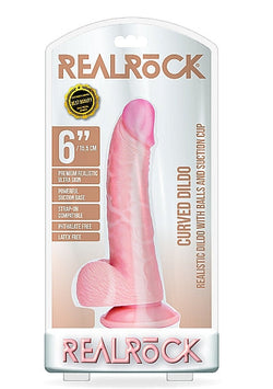 RealRock Curved Realistic Dildo With Balls 6"
