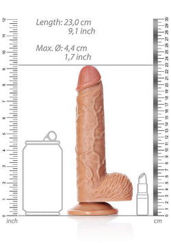 Realrock Dildo with Balls Suction Cup Tan 8"