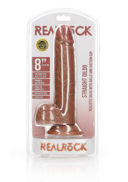 Realrock Dildo with Balls Suction Cup Tan 8"