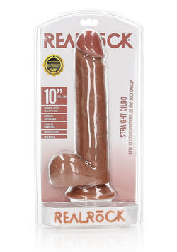Realrock Dildo with Balls Suction Cup Tan 10"