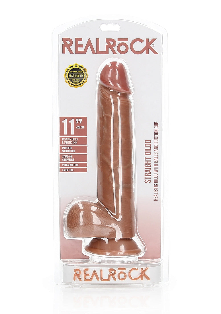 Realrock Dildo with Balls Suction Cup Tan 11"