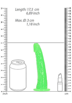 RealRock Slim Glow in the Dark Dildo Green 6"