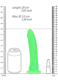RealRock Slim Glow in the Dark Dildo Green 7"