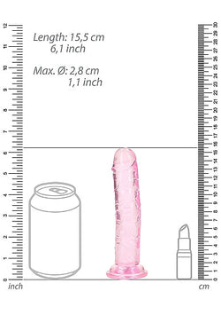 RealRock Crystal Clear Straight Dildo Pink 6"