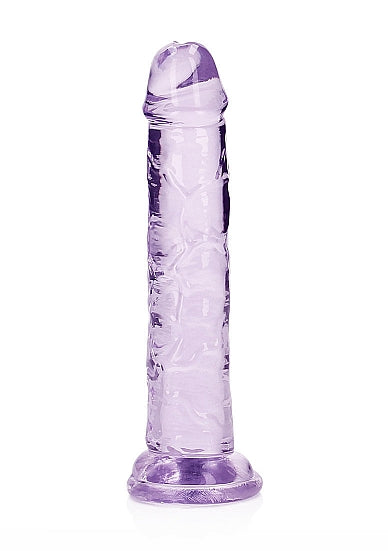 RealRock Crystal Clear Straight Dildo Purple 6"