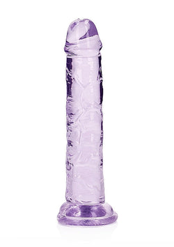 RealRock Crystal Clear Straight Dildo Purple 6"