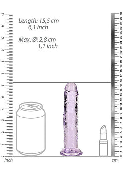 RealRock Crystal Clear Straight Dildo Purple 6"
