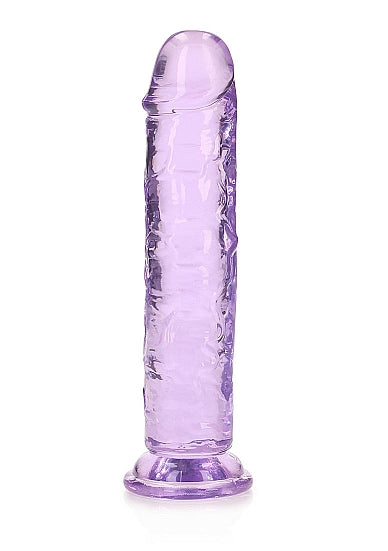 RealRock Crystal Clear Straight Dildo Purple 7"
