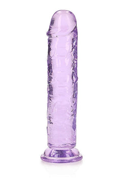 RealRock Crystal Clear Straight Dildo Purple 7"