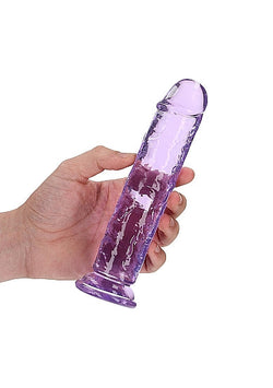 RealRock Crystal Clear Straight Dildo Purple 7"