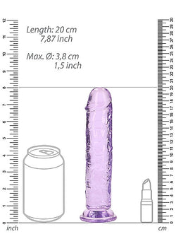 RealRock Crystal Clear Straight Dildo Purple 7"