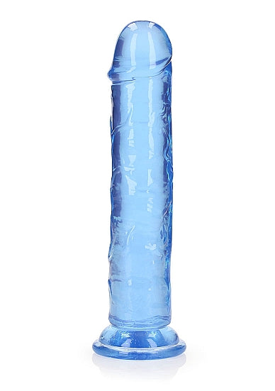 RealRock Crystal Clear Straight Dildo Blue 8"