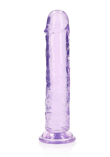 RealRock Crystal Clear Straight Dildo Purple 8"