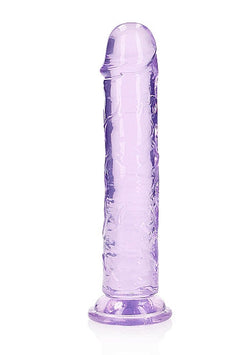 RealRock Crystal Clear Straight Dildo Purple 8"