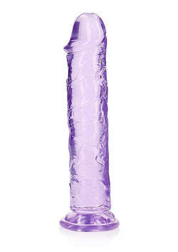 RealRock Crystal Clear Straight Dildo Purple 9"