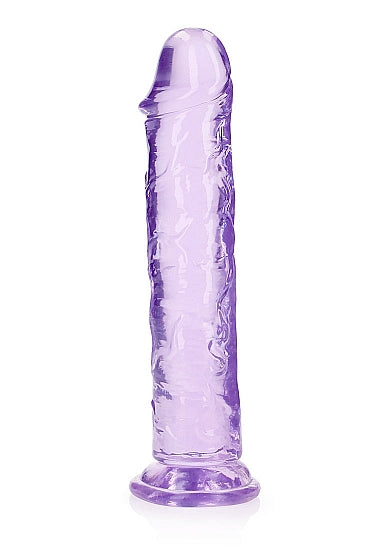 RealRock Crystal Clear Straight Dildo Purple 9"