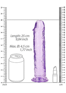 RealRock Crystal Clear Straight Dildo Purple 9"