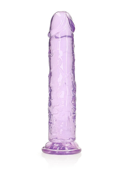 RealRock Crystal Clear Straight Dildo Purple 11"