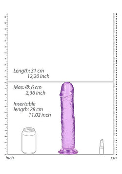 RealRock Crystal Clear Straight Dildo Purple 11"