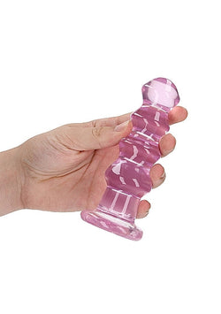 RealRock Crystal Clear Curvy Dildo Pink 5.5"