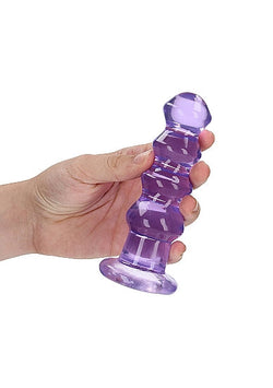RealRock Crystal Clear Curvy Dildo Purple 5.5"