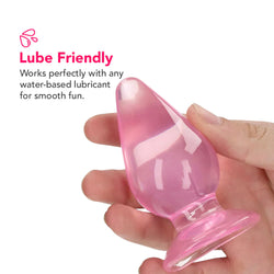 RealRock Crystal Clear Anal Plug 3.5" Pink