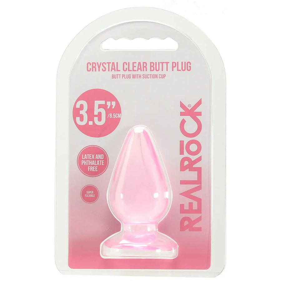 RealRock Crystal Clear Anal Plug 3.5" Pink