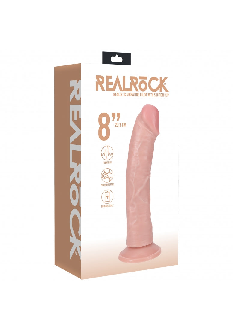 RealRock Vibrating Curved Dildo Flesh 8"