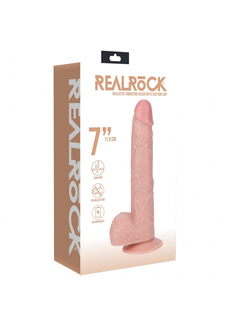 RealRock Vibrating Cock Balls Flesh 7"
