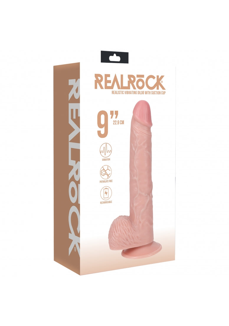 RealRock Vibrating Dildo with Balls Flesh 9"