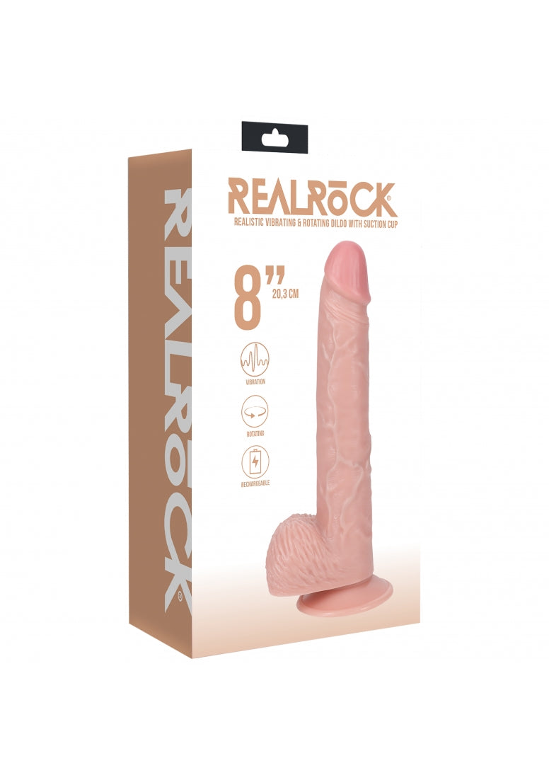 RealRock Vibrating Rotating Dildo Flesh 8"