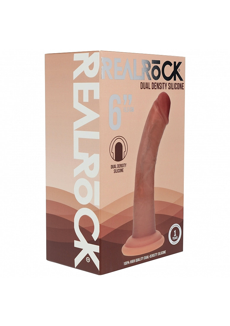 Realrock Dual Layer Curved Dildo Tan 6"
