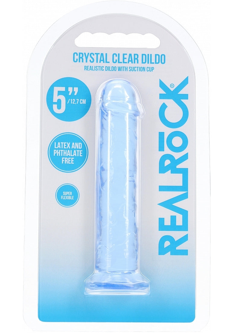 Realrock Crystal Clear Dildo Blue 5"