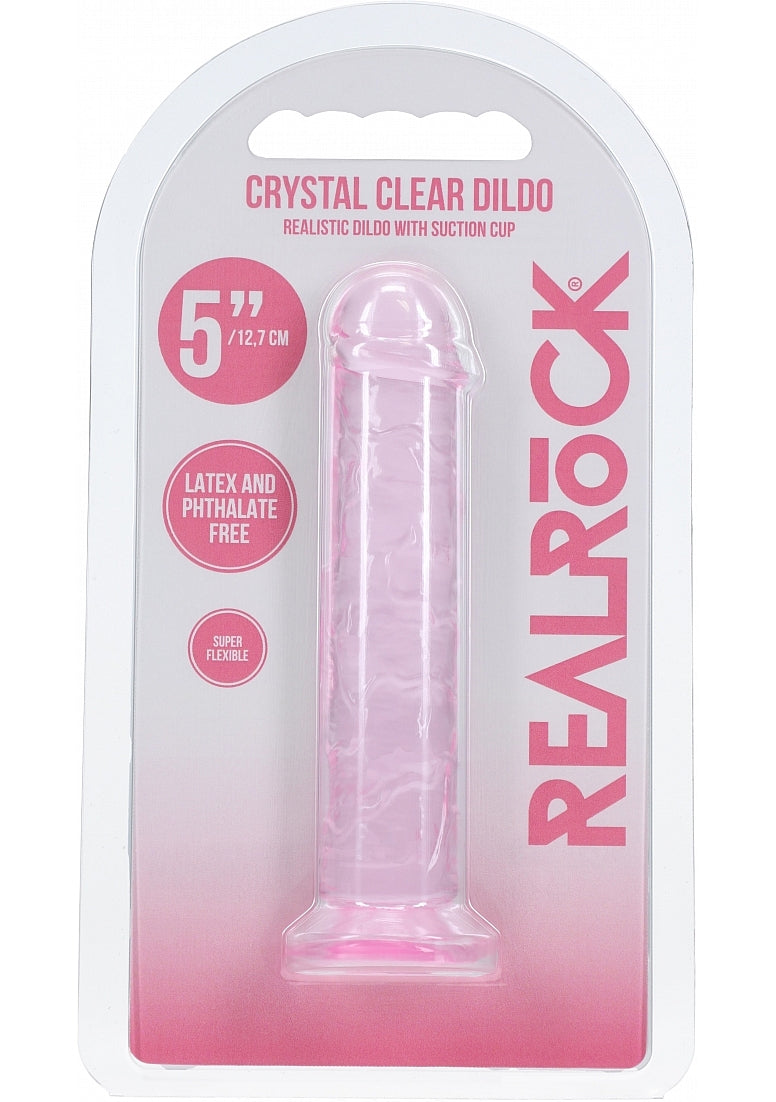 Realrock Crystal Clear Dildo Pink 5"