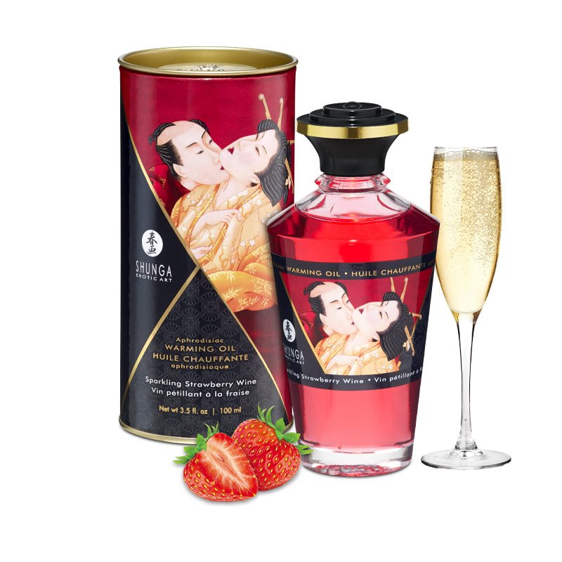 Shunga Warming Oil Strawberry Wine 100ml