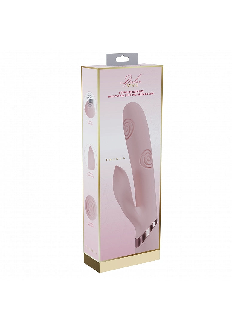 VIVE - Fronda - Rechargeable Triple Motor - G-Spot Vibrating and Tapping Leaf Clit Stimulator - Pink