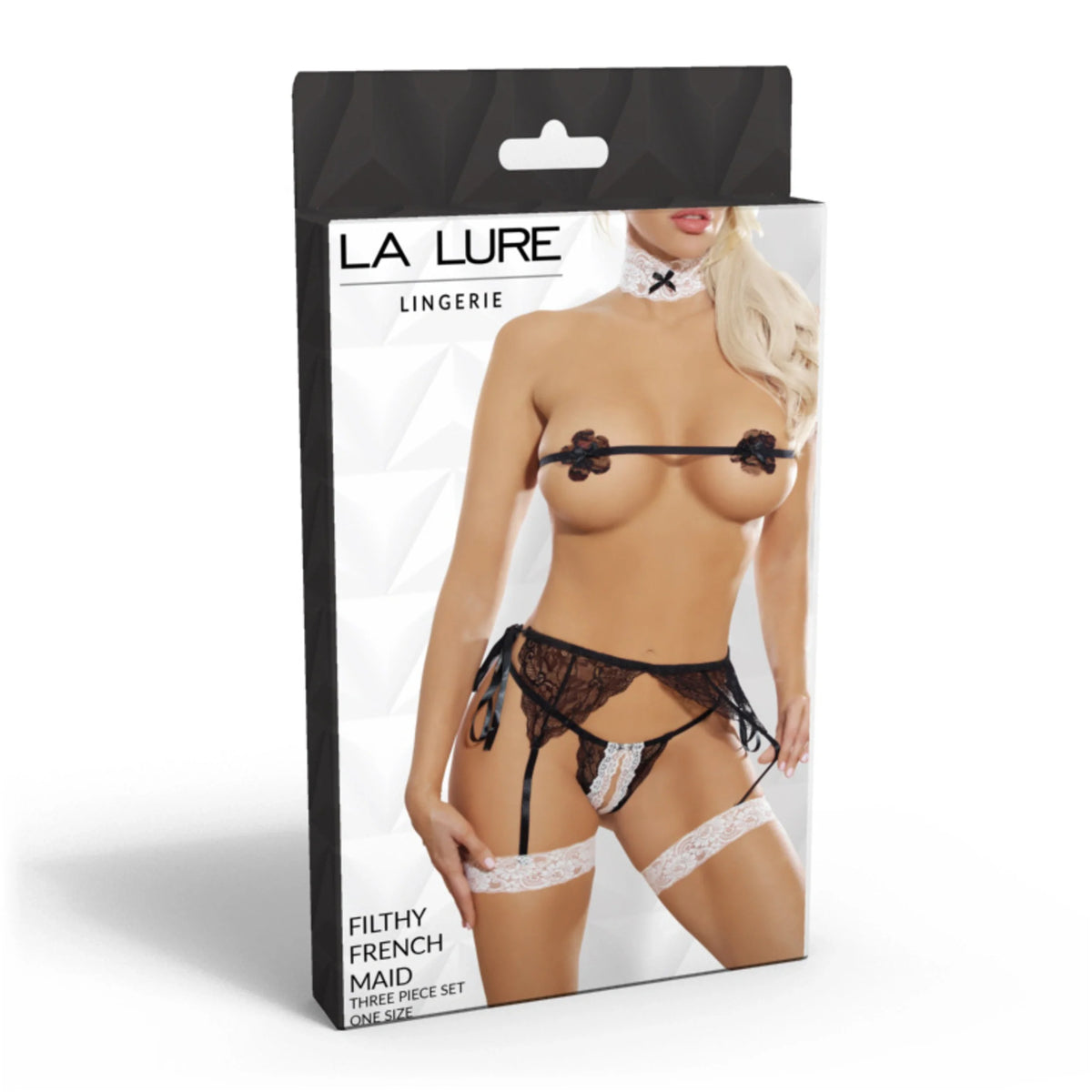 La Lure French Maid Lace 3-Piece Set One Size