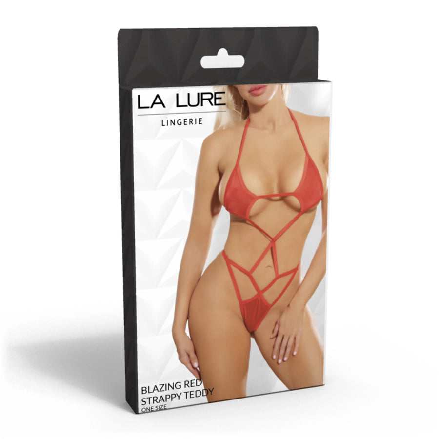 La Lure Blazing Red Strappy Teddy One Size