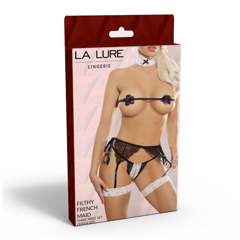 La Lure French Maid Lace 3-Piece Set Plus