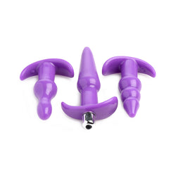 4 Piece Vibrating Anal Plug Set Purple