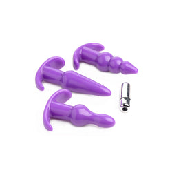 4 Piece Vibrating Anal Plug Set Purple