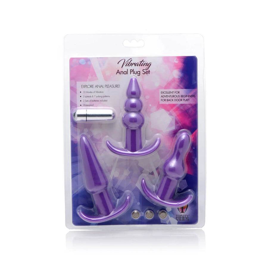 4 Piece Vibrating Anal Plug Set Purple