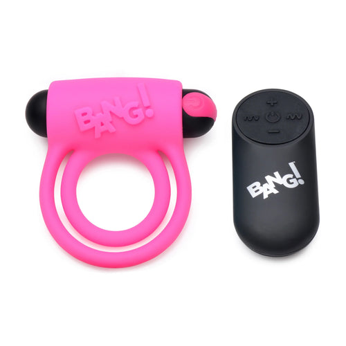 28X Remote Control Vibrating Cock Ring & Bullet - Pink