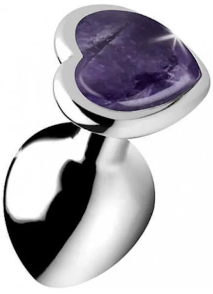 BS Gemstone Amethyst Heart Anal Plug Medium