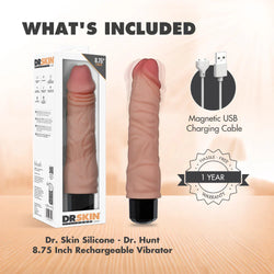 Dr. Skin Dr. Hunt Vibrating Dildo Beige 8.75"